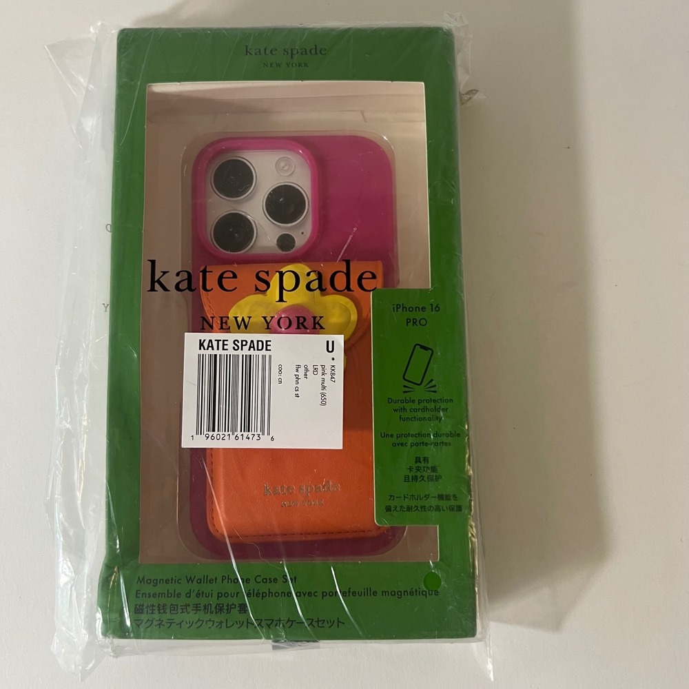 Kate Spade Pink Multi iphone 16 Flower Phone Case St Cardholder KK847 NIP